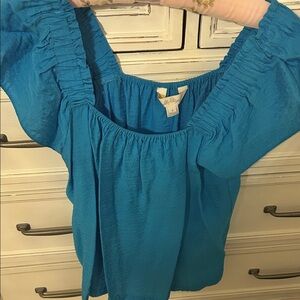 Lilly Pulitzer Turquoise Off-Shoulder Smocked Top